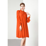 Diynav Design Feeling Flower Sleeve Dress Women's New Spring And Autumn Folds Large Size Loose Mother Dress Long