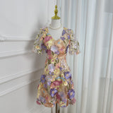 Diynav Summer New French Design Heavy Industry Three-Dimensional Flowers Slimming Thin And Hip Delicate Dress Women's Clothing