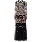 Diynav Industry Embroidery Lantern Sleeve Princess Powder Long Dress Dresses Autumn And Winter Women's New 2024