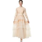 Diynav Lint Collar Retro Net Yarn Dress Dress Dress New Spring And Summer 2025