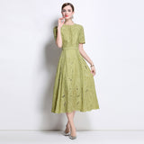 Diynav Niche High-End Water-Soluble Lace Dress Light Luxury Elegant Temperament Hollow Embroidery Embroidery Dress