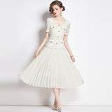 Diynav Embroidered Dress Square Understanding Temperament Chiffon 100-Fold Skirt Belt To Collect Thin