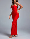 Diynav Women's Explosive Sexy Long Evening Dress Body Wrapping Party Temperament Banded Dress Black