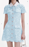 Diynav Pink Design Collar Lace Hollow Single Buckle Short Dress Spring And Summer New