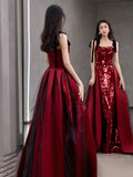 Diynav Dress 2024 New Wine Red Slings High-End Temperament Famous Host Engagement Toast Dress