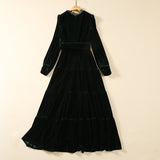 Diynav Hollow Embroidered Long-Sleeved Wine Red Velvet Princess Dress Dress Autumn And Winter Women's Dress New 2025