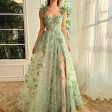 Diynav Bridesmaid's Suit Slings Linden With Forked Temperament Sexy Evening Dress Lace Mesh Dress