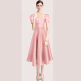Diynav Hepburn Style Temperament Pure Color Folds To The Waist Slim Hem Solid Color Dress Dress Summer