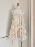 Diynav Niche Doll Dress Water Drill Blue Flower Lint Seaside Sling Dress