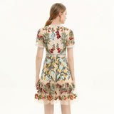 Diynav Summer New Women's Round-Neck Short-Sleeved Embroidered Fashion Dress