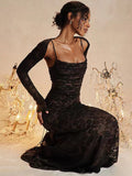 Diynav Sale 2024 Sexy Long-Sleeved Lace Lace Lace Tie Dress Two
