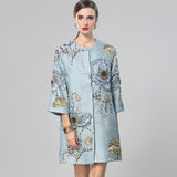 Diynav Lady Temperament Heavy Industry Nail Ball Collar Seven-Sleeved Blue Coat Top Station Women's Autumn Winter 2024
