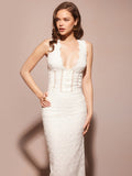 Diynav Women's New Sexy Perspective Hollow Deep V Dress Dress Slim Slim Temperament Dress Dress