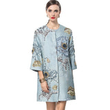 Diynav Lady Temperament Heavy Industry Nail Ball Collar Seven-Sleeved Blue Coat Top Station Women's Autumn Winter 2024