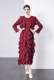 Diynav And Summer 2024 New Dress Press Folding Leaves Side Three-Dimensional Decoration Loose Fashion Elegant Long Dress Commuter Women's Clothing