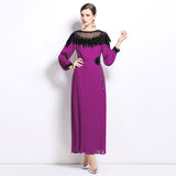Diynav Senior Sense Of The Famous Fan Heavy Industry Nail Bead Dress Temperament Sister Fan Lantern Sleeves Loose Skirt