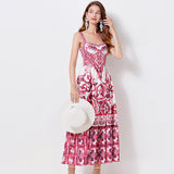 Diynav Blue And White Porcelain Beauty Sling Dress 2025 Summer Dress New Waist Pressure Folding Commuting Print Dress