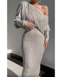 Diynav New Slanted Shoulder Sexy Women's Dress
