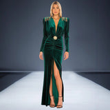 Diynav Women's Sexy Deep V-Neck Velvet Dress Dress French High-End Temperament Dress Dress Woman