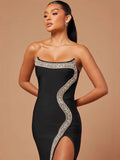 Diynav Industry Bandage Dress Fish Bone Stender Diamond Bra Open Bosom Dress Dress Dress Women's Clothing Explosion