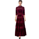 Diynav Industry Collared Back-Wive Dress Water-Soluble Hooks Hollow Velvet Dress Women's Spring And Summer 2025