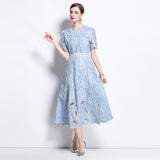 Diynav Niche High-End Water-Soluble Lace Dress Light Luxury Elegant Temperament Hollow Embroidery Embroidery Dress