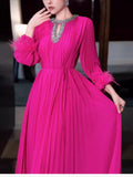 Diynav Elegant Spring And Autumn New High-Grade Feeling Hundred Folding Long Skirt Ostrich Hair Loose Black Thin Dress Woman