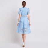 Diynav Temperament-Éí-In-So-Potted Lace Dress 2025 Spring/Summer New French High-End Squeer Hook Water-Soluble Lace Dress