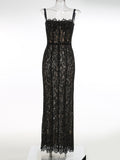 Diynav Women's Sexy Net Yarn Empty Bag Slings In Long Dress With Air Dress