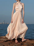 Diynav Temperament Sexy Hanging Neck Dress Girl Summer Pink Birthday Dress Seaside Holiday Dress Fairy
