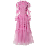 Diynav Industry Lien Clams Nail Pearl Three-Dimensional Flower Pink Round-Necked Princess Dress Dress Dress Famous Spring And Summer Woman 2025