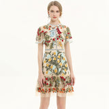 Diynav Summer New Women's Round-Neck Short-Sleeved Embroidered Fashion Dress