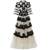 Diynav Industry Three-Dimensional Trumpet Horn Sleeve Round Collar Big Swing Fluffy Dress Dress Summer Autumn Women's Dress 2024