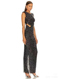 Diynav Women's Hot Diamond Sexy Fork Perspective Sleeveless Dress Thin Ass Dress Dress