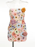 Diynav Women's New Sexy Body Trim Corset Dress Flower Decoration A Skirt Banquet Evening Dress Dress