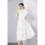Diynav Dress Sweet Wooden Ear-Stupling Long Heavy Industry Folding Haewn Dress Women 2025 Spring And Summer