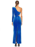 Diynav Women's Slanted Shoulder Long-Sleeved Velvet Fashion Sexy Body Fork Sexy Bag Hip Dress