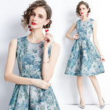 Diynav Spring And Summer New French Retro Court Style Jed Flower In The Long Dress Women's Waistless Vest Dress