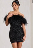 Diynav New Women's Breast-Buffed But Hip Dress Famous Feather Lytherin Party Dress