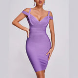 Diynav Bandage Dress Sexy V-Neck Dress Bare Back Tight Banquet Evening Dress Bag Hip Dress New