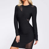 Diynav New Fashion Dress Direct Sales Long-Sleeved Sexy Mesh Dress Banded Dress Woman