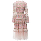 Diynav Industry Embroidery Lantern Long Sleeve Net Princess Wind Pink Dress Dress Autumn And Winter Women's New 2025