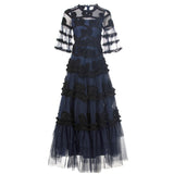 Diynav Industry Three-Dimensional Trumpet Horn Sleeve Round Collar Big Swing Fluffy Dress Dress Summer Autumn Women's Dress 2024