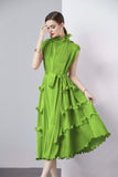 Diynav Dress Sweet Wooden Ear-Stupling Long Heavy Industry Folding Haewn Dress Women 2025 Spring And Summer