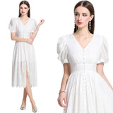 Diynav Dress Female Travel Photo Summer French Hollow High-End Feel Seaside Beach Long Skirt