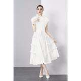 Diynav Dress Sweet Wooden Ear-Stupling Long Heavy Industry Folding Haewn Dress Women 2025 Spring And Summer