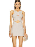 Diynav Women's New Three-Dimensional Flower Design Sexy Bare Umbilly Slings Dress Dress Dress