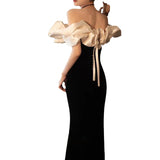 Diynav Dress Women Black Shoulder Temperament High-End Fishtail High-Level Adult Banquet Dress Light Luxury Niche