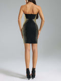 Diynav Gold Gradient Sleeveless Breast Sexy Hottie Tight-Up Short Dress