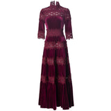 Diynav Industry Collared Back-Wive Dress Water-Soluble Hooks Hollow Velvet Dress Women's Spring And Summer 2025